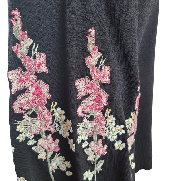 INC Black Sweater with Pink Embroidered Flower Sleeve Detail GUC 3X - Picture 3 of 8